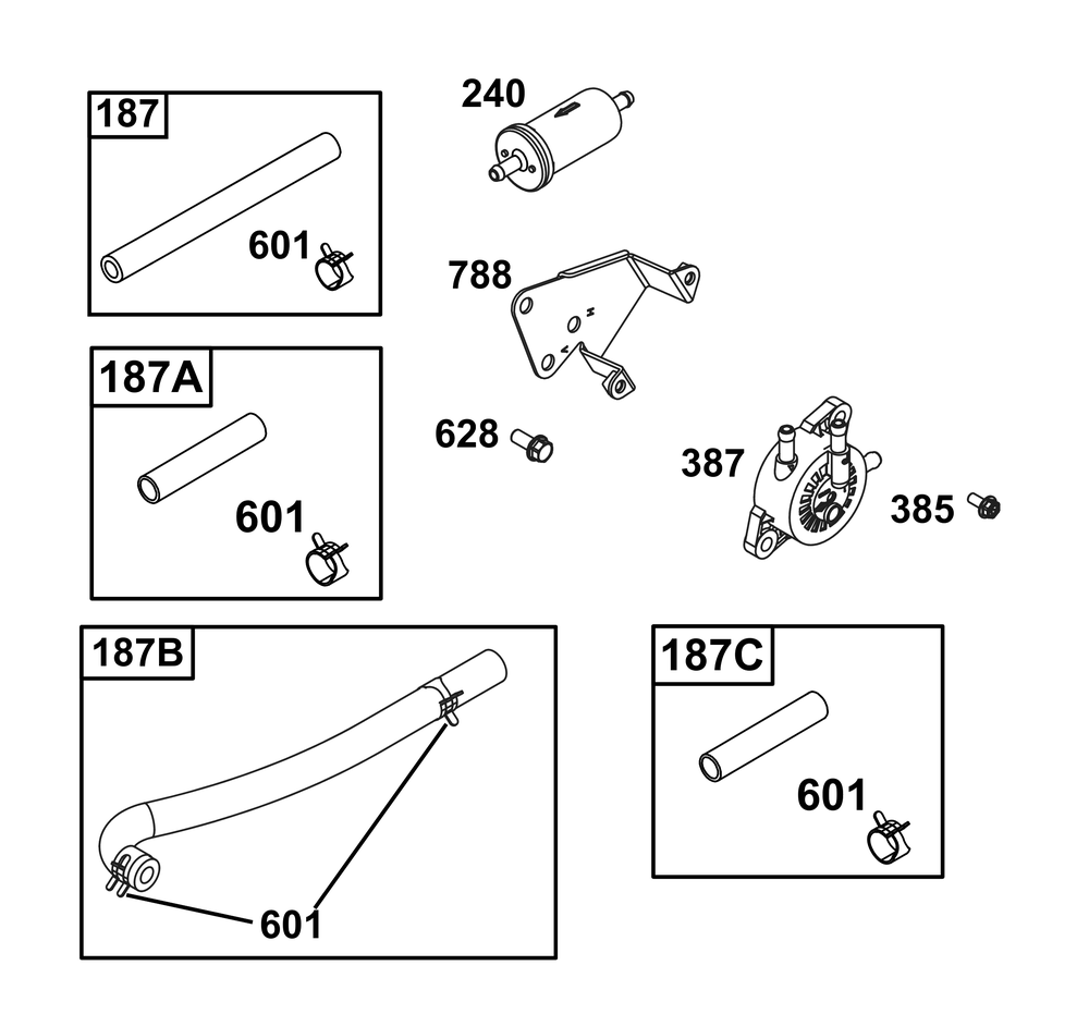 Fuel Supply Group Diagram and Parts List for 356776-0013-G1 200000 - 399999 Briggs and Stratton Engine